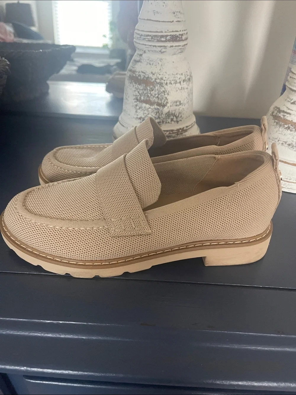 Taryn Rose  women’s Light Beige Mesh Slip-On Loafers